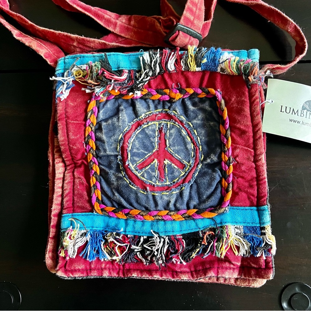 Lumbini Imports Peace Tie Dye Crossbody Bag